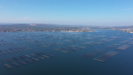 Sete-Mont-Saint-Clair-oysters-farms-aerial-shot-sunny-day-France